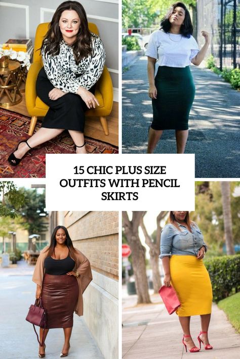 15 Chic Plus Size Outfits With Pencil Skirts | Styleoholic | Bloglovin’ Casual Pencil Skirt Outfits Plus Size, Outfits With Pencil Skirts, Plus Size Pencil Skirt Outfit, Skirt And Tee Shirt Outfit, Shirt Outfit Plus Size, Chic Plus Size Outfits, Business Casual Interview Outfit, Pencil Skirt Sneakers, Pencil Skirt Outfits Casual