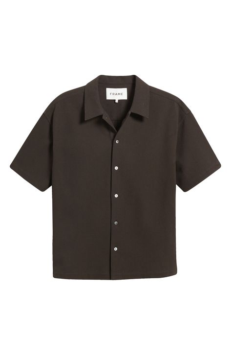 Casual yet elevated for warm weather, this button-up shirt features a relaxed fit and a mini waffle weave that adds a hint of soft texture. 27" length; 44" chest (size Medium) Front button closure Spread collar Short sleeves 100% cotton Machine wash, dry flat Imported Mens Black Button Up Shirt, Men’s Long Sleeve Button Down Outfit, Black Button Down, Black Check Shirt Men, Black Button Up, Zara Embroidery, Black Check Shirt, Check Shirt Man, Shirt Outfit Men