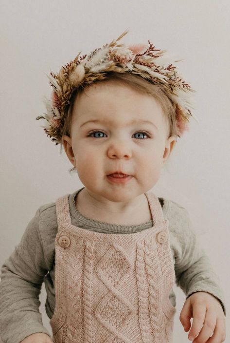 Fall Flower Crown, Girls Halo, Newborn Crown, Floral Hair Wreath, Dried Flower Crown, Baby Birthday Photoshoot, Crown Halo, Baby Flower Crown, Baby Crown