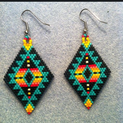 beaded earrings                                                                                                                                                     More Seed Bead Tutorials, Anting Manik, Beaded Hat Bands, Native American Beadwork Patterns, Native Beading, Native Beading Patterns, Art Perle, Beadwork Designs, Native American Beaded Earrings