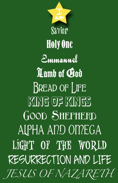 Jesus In Christmas, Christmas Tree Ideas Christian, Christian Christmas Doors, Keep Christ In Christmas Poster Ideas, Names Of Jesus Christmas Tree, Christmas Tree Bible Verse, Names Of God Christmas Tree, Names Of Christ Ornaments, Christmas Scriptures