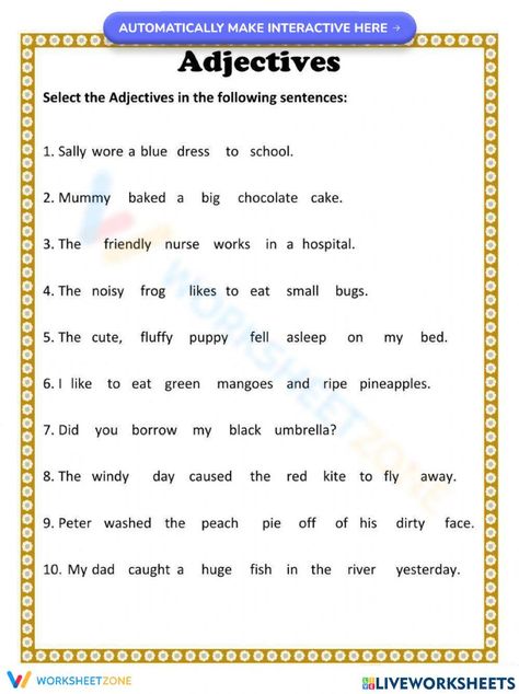 Grade One Worksheets, Description Prompts, Grammar Grade 1, Grade 2 English Worksheets, English Grammar Activities, Vowel Activity, English Worksheets For Grade 1, Cognitive Development Activities, Adjectives In English