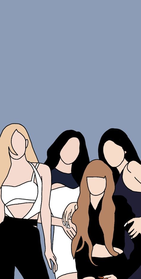 Black Pink Drawing Easy, Group Illustration Art, Black Pink Drawing, Group Illustration, Follow For More Instagram, Blackpink Art, Pink Drawing, Art Edit, Line Artwork