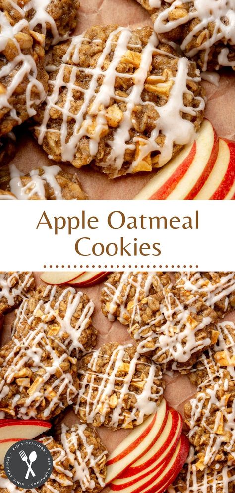 Apple Hermit Cookies, Apple And Honey Cookies, Cinnamon Apple Oatmeal Cookies, Apple Chocolate Chip Cookies, Apple Crisp Cookies Recipe, Cookies With Apples, Apple Cookie Bars, Apple Crisp Cookies, Oatmeal Apple Cookies