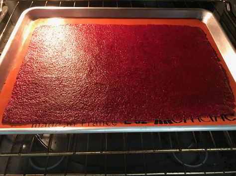 Prickly Pear fruit pulp (soon to be fruit leather) oven drying for a few hours, set oven at 200 degrees, oven door slightly ajar (or use dehydrator if you are making a lot) this was  7# of fruit and once I got all the juice extracted I got about a cup and half of pulp for drying. Labor of love... Freeze Dried Tomato Powder, Freeze Drying Tomatoes, Freeze Dried Food Storage, Harvest Right Freeze Dryer, Fruit Leather Recipe, Freeze Dryer, Preserving Foods, Homemade Foods, Dried Food