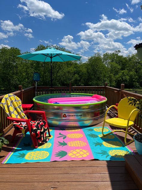 Blow Up Pool, Summer Tips, Plunge Pools, Stock Tank Pool, Tank Pool, Stock Tank, Apartment Patio, Small Pools, Outdoor Diy Projects