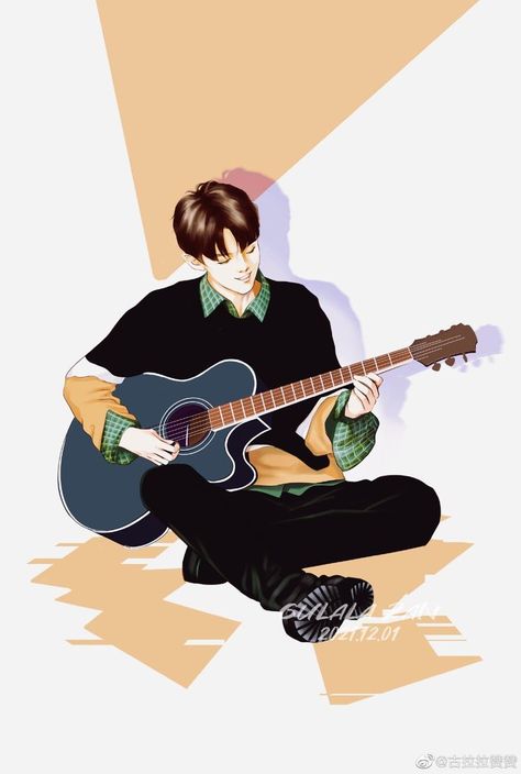 Boy Playing Guitar Drawing, Guy Playing Guitar Drawing, Man Playing Guitar Drawing, Guitar Illustration, Guitar Boy, Back Drawing, Cartoons Dp, Guitar Drawing, Girl Drama