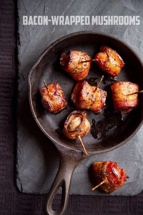 Bacon Wrapped Mushrooms, Ketchup Recipes, Beer Olympics, Wheat Belly Recipes, Caramelized Bacon, Wrapped In Bacon, Bacon Stuffed Mushrooms, Small Food, Grilled Mushrooms