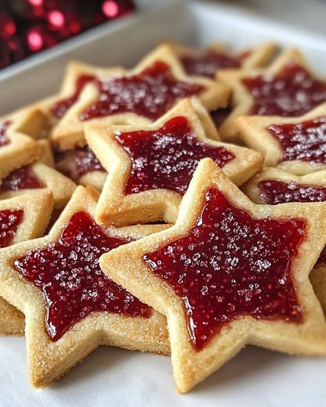 Nouna's Kitchen | Sugar Plum Shortbread Cookies 🍪✨ | Facebook Sugar Plum Shortbread Cookies, Sugar Plum Cookies Christmas, Spice Shortbread Cookies, Plum Cookies, Cherry Pie Filling Recipes, Spritz Cookie Recipe, Almond Desserts, Homemade Cherry Pies, Christmas Baking Cookies