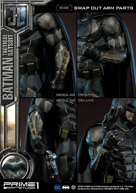 Prime1 Studio is bringing the Justice League Batman tactical suit to life, and it’s going to be huge.  Standing around 35-inches tall, this new Batman tactical suit will be a great addition to your collection. It looks pretty dead on. And if you order the DX version directly the Prime 1 store you’ll receive extra accessories. The basic version will sell for $999, and the deluxe version will set you back $1,099. Both versions will be released between Oct. 2020 and Feb. 2021 Batman Tactical Suit, Batman Justice League, Justice League Batman, Tactical Suit, Batman Statue, League Of Heroes, Wayne Enterprises, Batman Suit, Extra Accessories