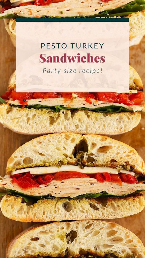 Turkey Pesto Sandwich, Handheld Meals, Roasted Red Pepper Pesto, Pesto Turkey, Red Pepper Pesto, Turkey Pesto, Pepper Pesto, Turkey Sandwiches Recipes, Pesto Recipes