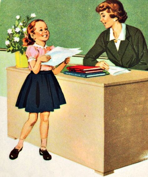 School Vintage Jewelry Ideas, Illustration Story, Ecole Art, Family Illustration, Images Vintage, Vintage School, Foto Vintage, Vintage Life, Vintage Artwork