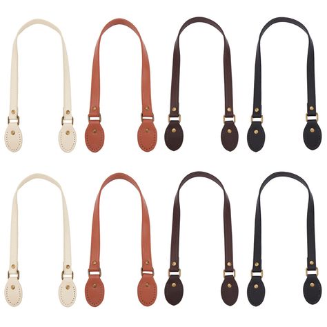 PRICES MAY VARY. 4 Color Bag Strap: 4 different classy color: coconut brown, sienna, black, and white, each color has 2pcs, total 8pcs bag strap, easily match the style of your bag, elegant and fashionable, goes well with the rustic look of the bag. Purse Strap Size: about 0.79 inch(20mm) wide, 24.21 inch(615mm) long, 0.14 inch(3.5mm) thick, hole: 0.07 inch(1.8mm) and 0.10 inch(2.5mm), oval: 2.62x1.59x0.12 inch(66.5x40.5x3mm), suitable size for your DIY bag strap. Easy to Use: These handles are Diy Purse Strap, Tote Bag Making, Diy Bag Strap, Beg Tangan, Purse Crafts, Diy Wallet, How To Make Purses, Purse Handles, Diy Purse