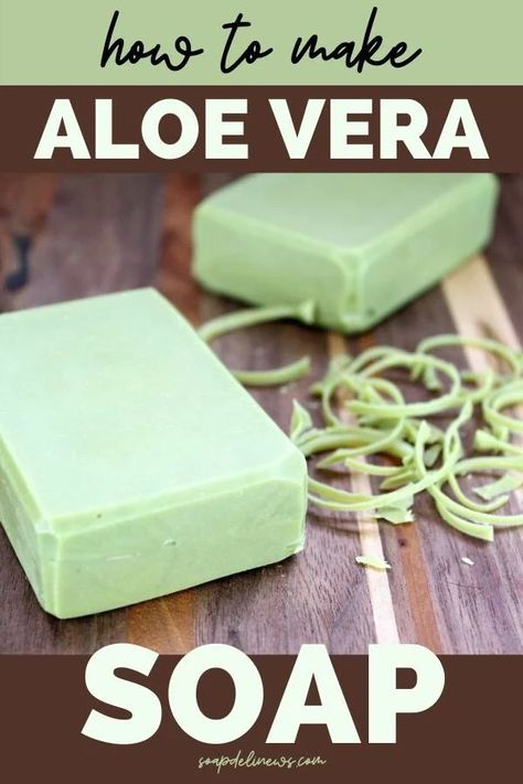 Aloe soap recipe with neem oil. How to make soap with aloe vera for your natural skin care routine to soothe and hydrate dry or irritated skin. A wonderful homemade soap recipe for sensitive skin, this cold process soap contains natural skin conditioning ingredients for soft skin. Enjoy the skin care benefits of aloe vera by making this cold process soap recipe for skin. This homemade aloe vera soap soothes, hydrates and promotes healthy looking skin and can be used daily in the shower or bath. Aloe Vera Soap Recipe, Homemade Soap Recipe, Neem Oil Soap, For Soft Skin, Aloe Vera Soap, Aloe Soap, Benefits Of Aloe Vera, How To Make Soap, Easy Soap Recipes