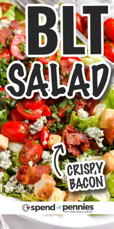 One of the best things about BLT salad is the creamy dressing that brings all the ingredients together. It adds a smooth and tangy taste that enhances the flavors of the lettuce, tomatoes, and bacon, making each bite even more enjoyable. #bltsalad #blt #salad #recipe #spendwithpennies Bacon Lettuce Tomato Salad, Blt Salad Recipe, Lettuce Salad Recipes, Bacon Lettuce Tomato, Blt Salad, Creamy Salad Dressing, Creamy Dressing, Eat Salad, Lettuce Salad