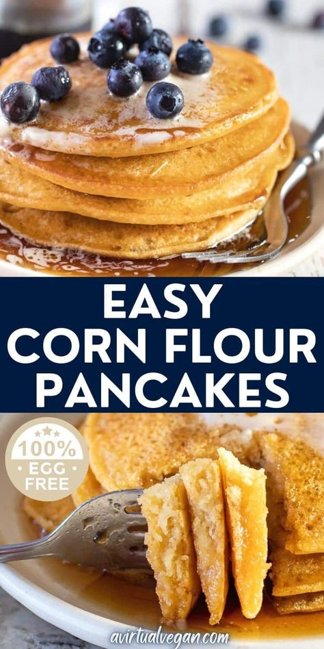 Corn Flour Pancakes, Corn Flour Bread, Corn Flour Recipes, Vegan Gluten Free Pancakes, Healthy Corn, Corn Pancakes, Easy Corn, Baking With Coconut Flour, No Flour Pancakes