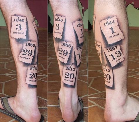 1 calendar_cards_by_laplastique Date Tattoo Ideas, Datum Tattoo, Date Tattoo, Family Tattoos For Men, Tree Tattoo Men, Tattoo Diy, Family Tree Tattoo, Date Tattoos, Tattoos With Kids Names