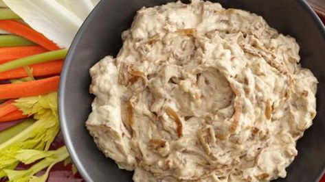 Pan-Fried Onion Dip Recipe | Ina Garten | Food Network Bacon Recipes Appetizers, Onion Dip Recipe, Caramelized Onion Dip, Carmelized Onions, Holiday Appetizers Easy, Ina Garten Recipes, Onion Dip, Caramelized Onion, Holiday Appetizers