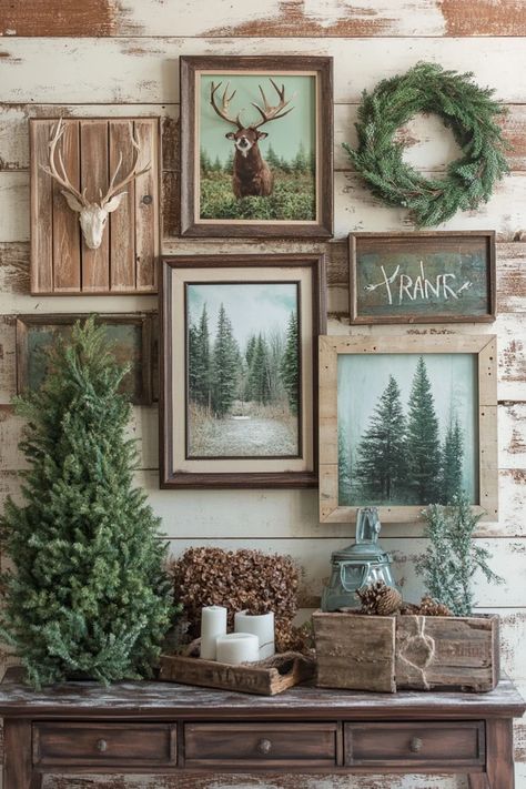 Transform your walls with budget-friendly farmhouse decor! These DIY projects will help you create rustic wall art, shelves, and more, all while staying within your budget. 🏡✨ #FarmhouseWallDecor #DIYDecorIdeas #RusticHomeStyle #BudgetFriendlyDIY #HomeDecorOnABudget Deer Farmhouse Decor, Cabin Bedroom Wall Decor, Cabin Decor Diy Crafts, Wildlife Decorating Ideas Living Rooms, Southern Rustic Home Decor, Diy Rustic Cabin Decor, Rustic Farmhouse Decor Diy, Classy Farmhouse Decor, Diy Farmhouse Wall Decor