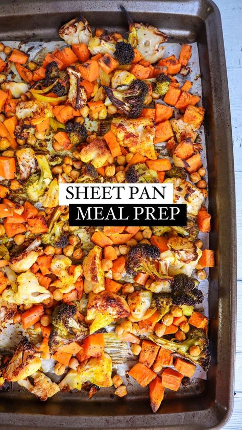 recipes4health on Instagram: EASY SHEET PAN MEAL (try this next week for a simple meal prep) •4 sweet potatoes, cubed •1 head of cauliflower •1 head of broccoli •1 can… Simple Meal Prep, Meal Prep For Work, Quick Easy Healthy Meals, Meal Prep For Beginners, Power Bowls, Head Of Cauliflower, Pan Meals, Vegan Meal Prep, Quick Healthy Meals