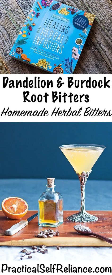 Dandelion & Burdock Herbal Bitters Herbal Bitters, Dandelion And Burdock, Herbal Drink, Digestive Bitters, Bitters Recipe, Foraged Food, Herbal Drinks, Herbal Tinctures, Burdock Root