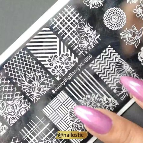 This is Stripe Flower Theme Rectangular Nail Stamping Plate from @beautybigbangnail Product SKU # BBBXL-50.  Don't forget to use 10%… Bright Nail Designs, Geometric Nail Art, Nail Art Stamping Plates, Nail Art Stamping, Flower Theme, Geometric Nail, Nail Stamping Plates, Bright Nails, Stamping Plates