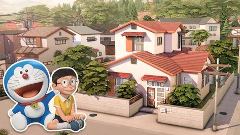 Nobita House, Doraemon House, Doraemon Nobita, Doremon Cartoon, Cafe Interior Design, Cafe Interior, Sims 4, Cafe, Exterior