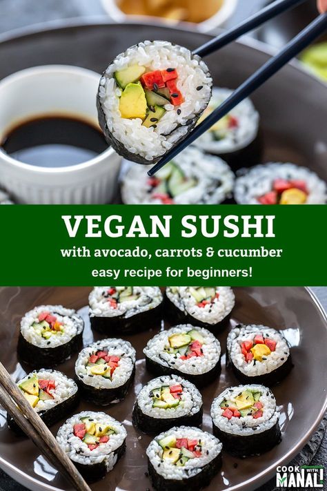 Veggie Sushi Rolls, Resep Sushi, Sushi Fillings, Vegan Sushi Rolls, Sushi Vegan, Veggie Sushi, Vegetarian Sushi, Make Sushi, Vegan Sushi