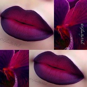 Gorgeous red to dark purple ombre lip colour - these 2 colours really do look perfect together and look great on most skin tones...x Drag Make-up, Ombre Lips, Beauty Make-up, Makijaż Smokey Eye, Purple Ombre, Beautiful Lips, Lip Art, Lipstick Shades, Love Makeup