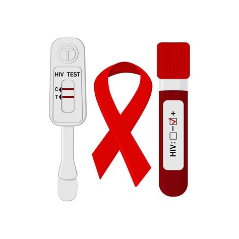 An HIV testing kit with a laboratory test tube for blood analysis. Vector illustration. Hiv Test, Acoustic Drum, Heart Tree, Logo Banners, Cityscape Photos, Test Tube, Heart With Arrow, Flower Frame, Vector Logo