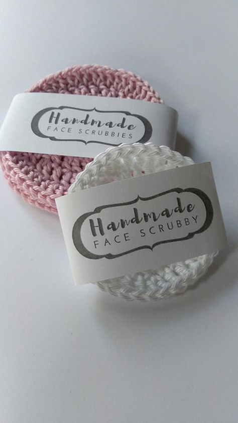 Face scrubbies label printable face scrubby label scrubby | Etsy Makeup Scrubbies Crochet Pattern, Face Scrubbies Packaging, Crochet Round Face Scrubbie, Crochet Face Scrubbies With Basket, Reusable Face Scrubbies Crochet Pattern, Crochet Face Scrubbies Packaging, Crochet Labels, Small Business Inspiration, What To Make