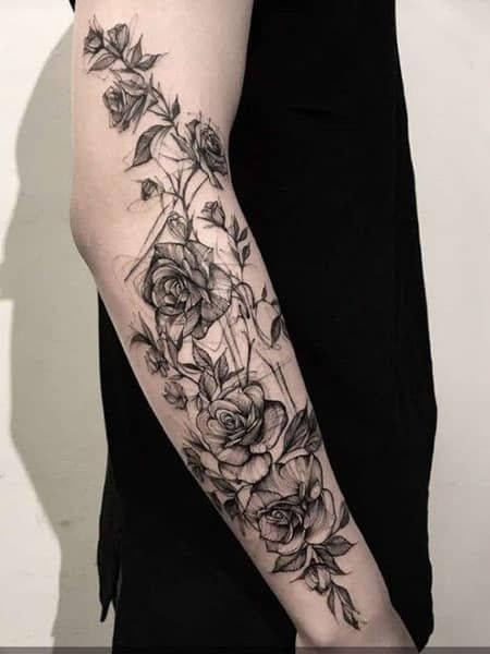 Rose Vine Tattoos, Men Flower Tattoo, Rose Tattoos For Men, Vine Tattoos, Floral Tattoo Sleeve, Floral Tattoo Design, Tattoo Life, 문신 디자인, Flower Tattoo Designs