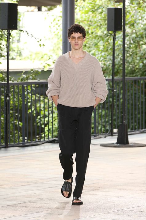 Issey Miyake’s SS19 Presentation Was Menswear in Its Purest Form Issey Miyake Men Pants, Issey Miyake Men, Men Pants, New Directions, Issey Miyake, Mens Pants, Normcore, Presentation, Mens Outfits