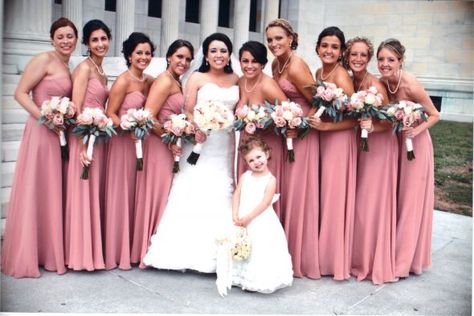 Bridesmaid dresses Gray Bridesmaid Dresses, Pink Bridesmaid Gowns, Dusty Rose Wedding Colors, Nails Gray, Rose Bridesmaid Dress, Patterned Bridesmaid Dresses, Wrap Dress Bridesmaid, Blush Pink Bridesmaid Dresses, Sweetheart Bridesmaids Dresses