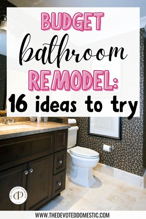 Want to do a complete budget bathroom remodel? Here are 16 bathroom ideas on a budget including decor, design, removable solutions for renters & organization! Budget Friendly Small Bathroom Remodel, Modern Budget Bathroom, How To Update Bathroom On A Budget, Economical Bathroom Remodel, Modern Bathroom Makeover On A Budget, How To Brighten A Bathroom, Low Cost Bathroom Makeover, No Demo Bathroom Update, Updating A Bathroom On A Budget