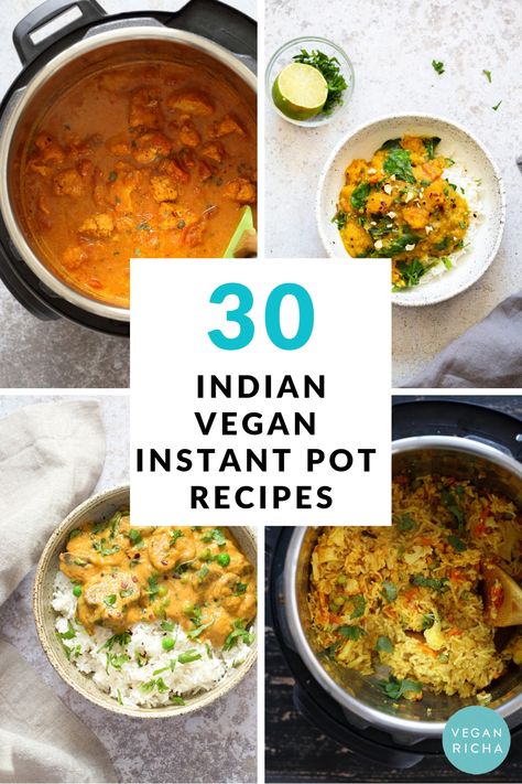 30 Instant Pot Vegan Indian Recipes - Vegan Richa Indian Instant Pot Recipes, Vegan Korma, Sweet Potato Lentil Curry, Indian Instant Pot, Vegan Butter Chicken, Gajar Halwa, Instant Pot Indian, Instant Pot Vegan, Indian Vegan