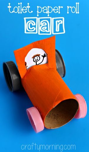 Simple Toilet Paper Roll Car Craft for Kids | CraftyMorning.com - This is so cute! Toilet Paper Roll Car, Car Craft For Kids, Simple Toilet, Rolling Car, Toilet Roll Craft, Toilet Paper Crafts, Car Craft, Cool Art Projects, Toilet Paper Roll Crafts