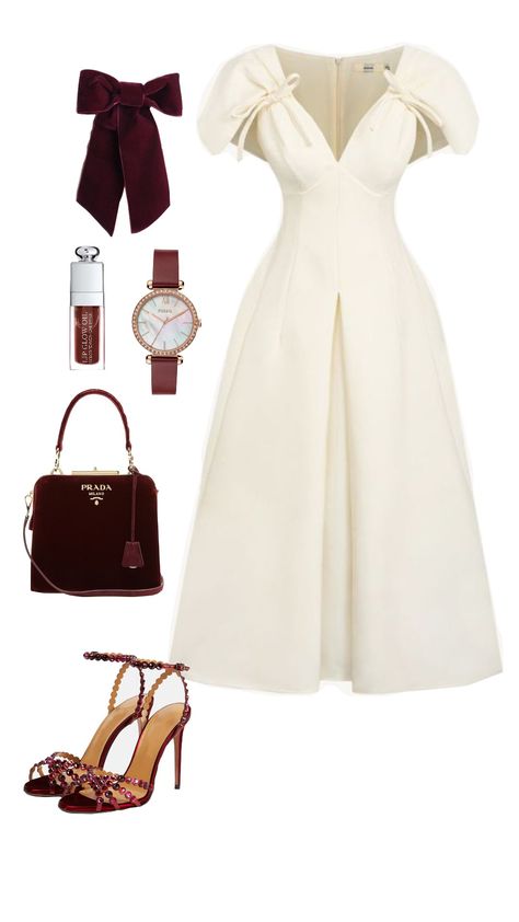 Party wear #maroon #white Europe Outfits, Church Wedding, Aesthetically Pleasing, Wedding Outfit, Party Wear, My Style, How To Wear, White