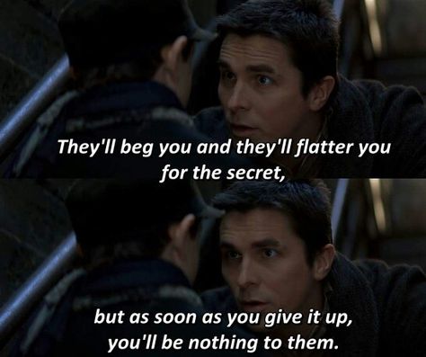 The Prestige The Prestige Quotes, The Prestige Movie, Tony Stark Quotes, Lone Wolf Quotes, Club Quote, Batman Quotes, Tv Series Quotes, Best Movie Quotes, Movie Dialogues