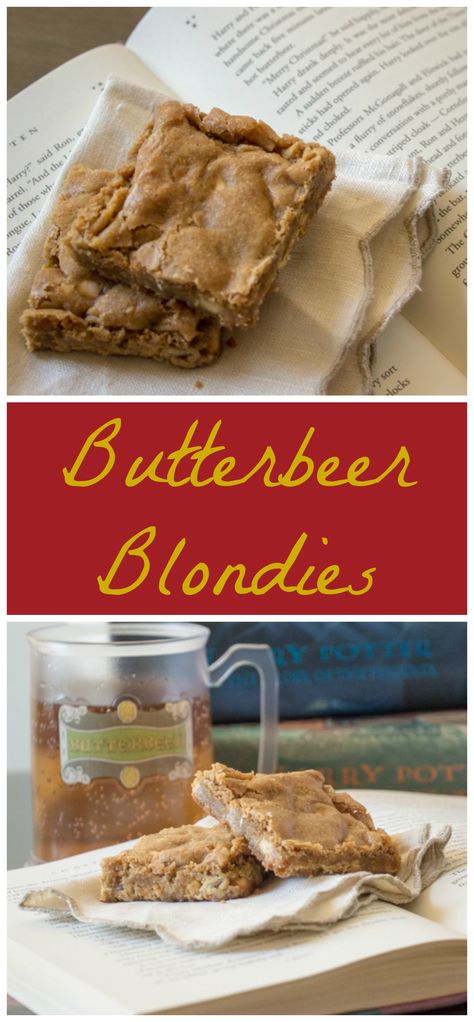 Butterbeer Blondies, Butterbeer Cookies, The Three Broomsticks, Butterbeer Recipe, Butter Beer, Three Broomsticks, Hufflepuff Pride, Bruschetta Ingredients, Applesauce Cake