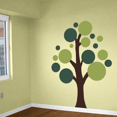 Lots Circles Tree - Vinyl Wall Decals Kids Murals, Simple Wall Paintings, Classroom Makeover, Colour Full, Wall Stickers 3d, Tree Decals, Bed In Living Room, Tree Wall Decal, Toy Rooms