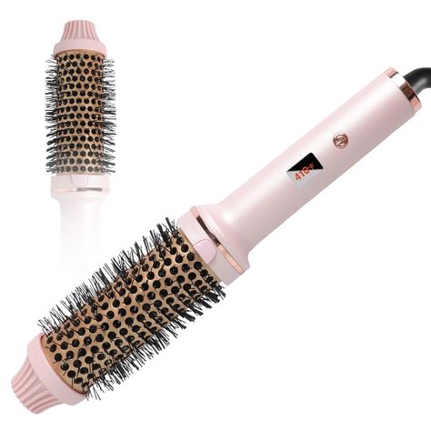 PRICES MAY VARY. Warm tips: This is the curling iron brush. Get the perfect curls with TANSHINE heated round brush! You can use it to curl, volumize your hair, or as a normal comb. Multi functional Curling Brush: Combines curling wand with comb, creating a fluffy and natural curl. You only need a hair stylist to curl and comb your hair, quickly creating a perfect styling experience. Different Temperature Settings: The hair curling iron is equipped with an LED display screen, which can display th Air Hair Curler, Thermal Round Brush, Only Curls, Brush Blowout, Heated Round Brush, Heated Brush, Best Curling Iron, Blowout Look, Blowout Brush