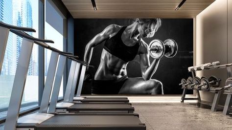 Gym Marketing, Gym Designs, Boutique Gym, Fitness Branding, Gym Design Interior, Fitness Marketing, Gym Wall Decor, Gym Wall Decal, Gym Wallpaper