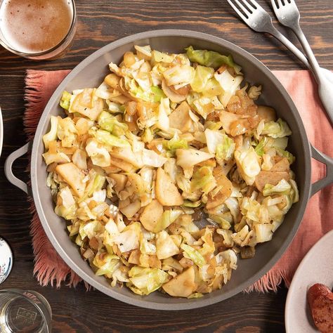 Fried cabbage and potatoes is a versatile side dish that pairs well with beef, chicken or even an egg breakfast. Fried Cabbage And Potatoes, Cabbage Recipes Southern, Mashed Potato Balls, Cabbage And Potatoes, Leftover Potatoes, Pork Chop Dinner, Fried Cabbage, Roast Chicken Recipes, Cabbage Recipes