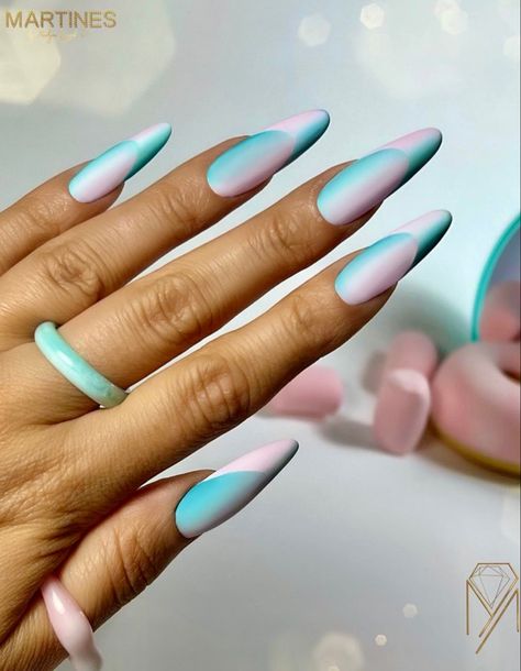 Illusion Nails, French Ombre Nails, Ombre French Nails, Girls Nail Designs, Dragon Nails, Aqua Nails, French Ombre, Tropical Nails, Subtle Nails