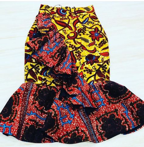 Chitenge Skirts, African Print Skirt Outfits, African Print Skirts, Ankara Skirts, Skirt With Ruffles, Skirt Styles, African Print Skirt, African Skirts, African Print Dress Ankara