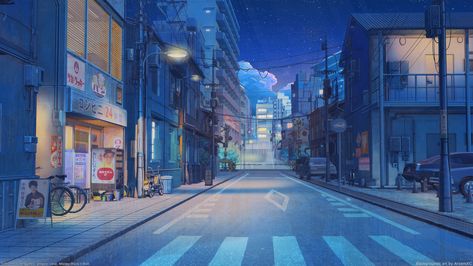 Japan Street illustration #street digital art #artwork #1080P #wallpaper #hdwallpaper #desktop Street Background, Tokyo Streets, Anime Places, Japan Illustration, Anime City, Drawing Eyes, Japan Street, Seni Dan Kraf, Desktop Wallpaper Art