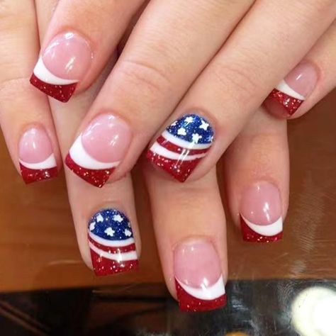 PRICES MAY VARY. 💅🏻 Patriotic Independence Day Nails Kit - You will get 24 pieces of 4th of July press on nails short in 12 sizes, our set comes with jelly glue stickers 1 nail file, and 1 piece of wooden stick for removing fake nails, we recommend using your own glue. 💅🏻 4th of July Nails Art Design- French tip short fake nails with stars designs, full of patriotic elements, will make your fingers more unique and shiny, express your nail charm. Making your Independence Day holiday more inte American Flag Nails, Patriotic Nails Design, Firework Nails, Flag Nails, Patriotic Nails, Fourth Of July Nails, 4th Of July Nails, July Nails, Pinkie Pie