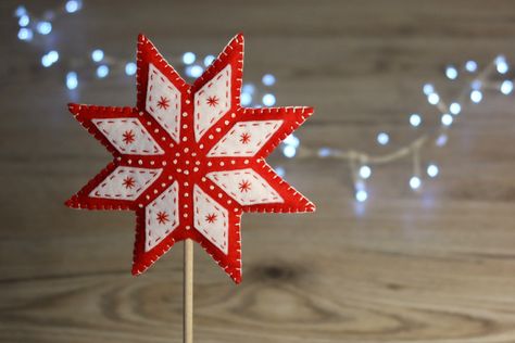 Scandinavian star sewing pattern, Tree Topper, Christmas star, felt patterns, Christmas Tree ornaments, nativity decor, folk art, PDF SVG Felt Tree Topper Star, Felt Star Tree Topper, Christmas Topper, Felt Tree, Star Tree Topper, Star Diy, Felt Patterns, Sewing Lessons, Scandinavian Christmas