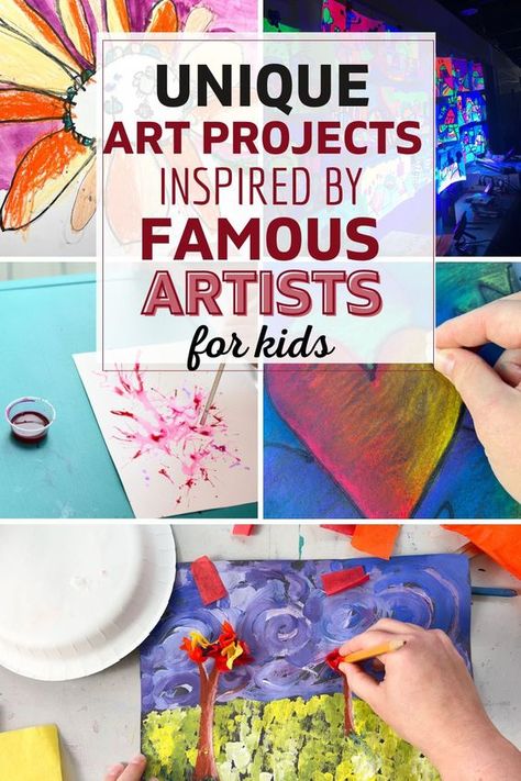 Get inspired by a few famous artist with these kid art activities and ideas. From Jim Dine to Heather Galler, this isn't your typical art project idea list. These free art lessons are perfect for the elementary art classroom. Find your art curriculum whether in the classroom or in a homeschool art class. Upper Elementary Art Lessons, Spring Art Projects For Kids Elementary, Art Lessons For Kindergarten, Art Lesson Plans For Elementary, Art Classroom Ideas, Elementary Art Curriculum, Art Class Ideas, 2025 Art, Famous Artists For Kids